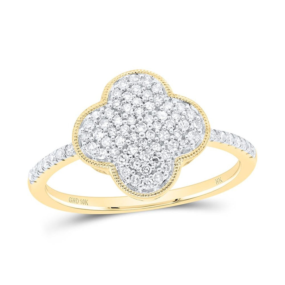 10K Yellow Gold Diamond Clover Ring - 1/3 Carat Total Diamond Weight