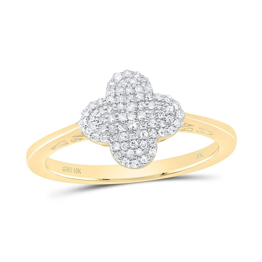 10K Yellow Gold Diamond Clover Ring - 1/5 Carat Total Diamond Weight