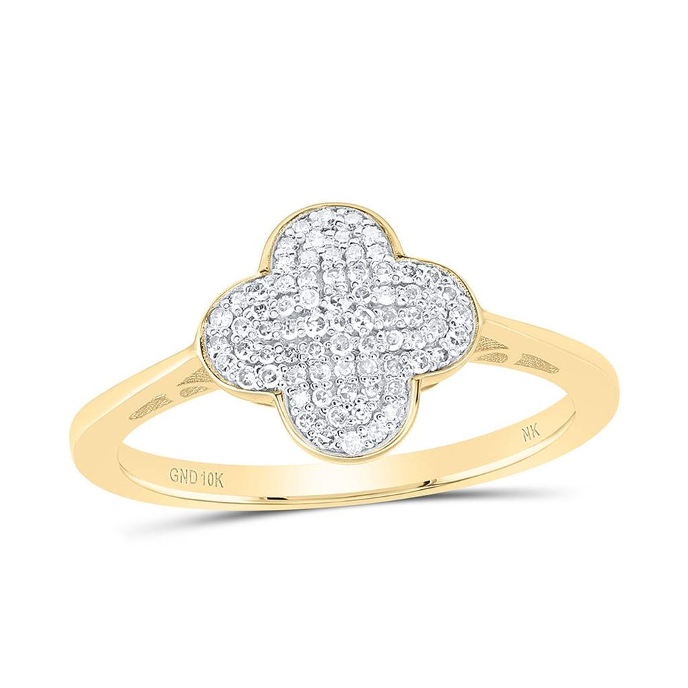 10K Yellow Gold Diamond Clover Ring - 1/5 Carat Total Diamond Weight
