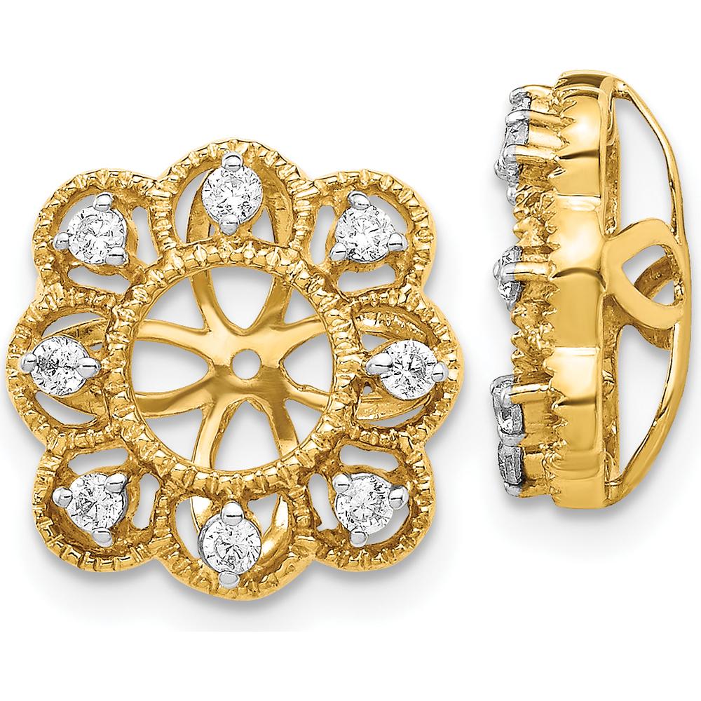 10K Yellow Gold Diamond Cluster Earring Jackets - 1.00 Carats Total Diamond Weight by Oro Pregiato