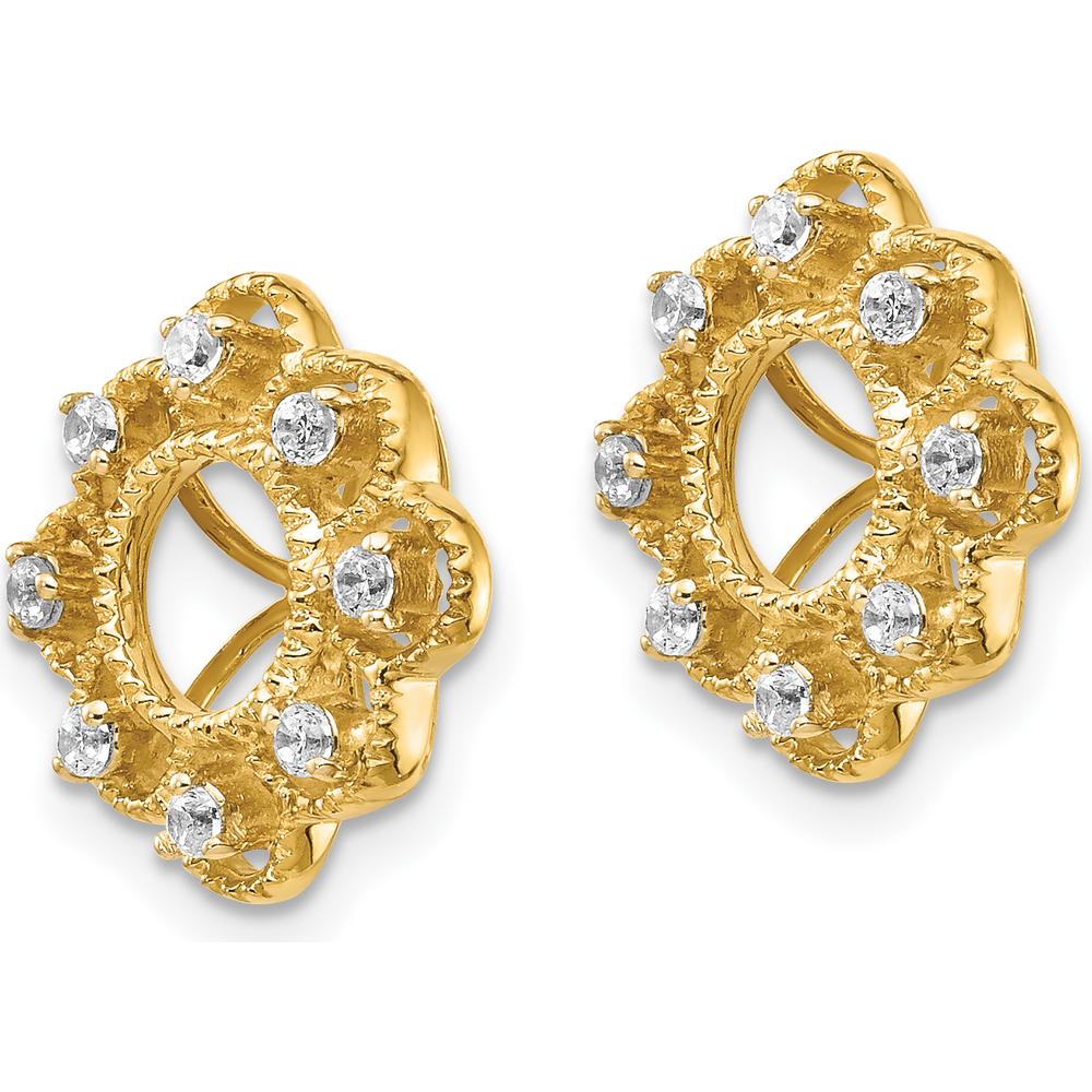 10K Yellow Gold Diamond Cluster Earring Jackets - 1.00 Carats Total Diamond Weight by Oro Pregiato