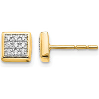 10K Yellow Gold Diamond Cluster Post Earrings - 0.50 Carat Total Diamond Weight by Oro Pregiato