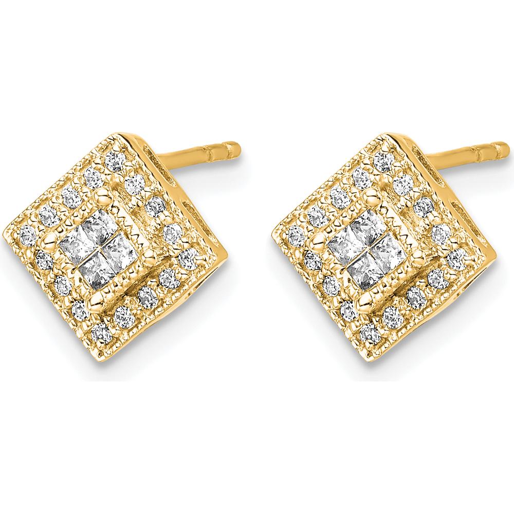 10K Yellow Gold Diamond Cluster Post Earrings with Milgrain Detail - 0.30 Carat Total Diamond Weight by Oro Pregiato