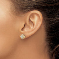 10K Yellow Gold Diamond Cluster Post Earrings with Milgrain Detail - 0.30 Carat Total Diamond Weight by Oro Pregiato