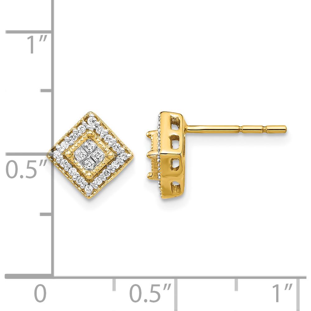 10K Yellow Gold Diamond Cluster Post Earrings with Milgrain Detail - 0.30 Carat Total Diamond Weight by Oro Pregiato