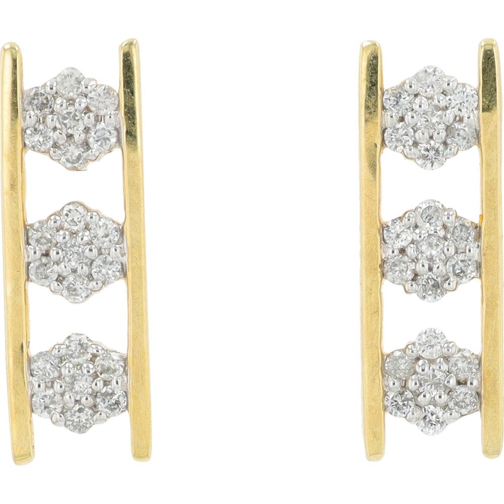 10K Yellow Gold Diamond Cluster Stud Earrings - 0.25 Carat Total Diamond Weight