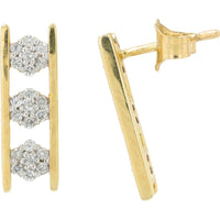 10K Yellow Gold Diamond Cluster Stud Earrings - 0.25 Carat Total Diamond Weight