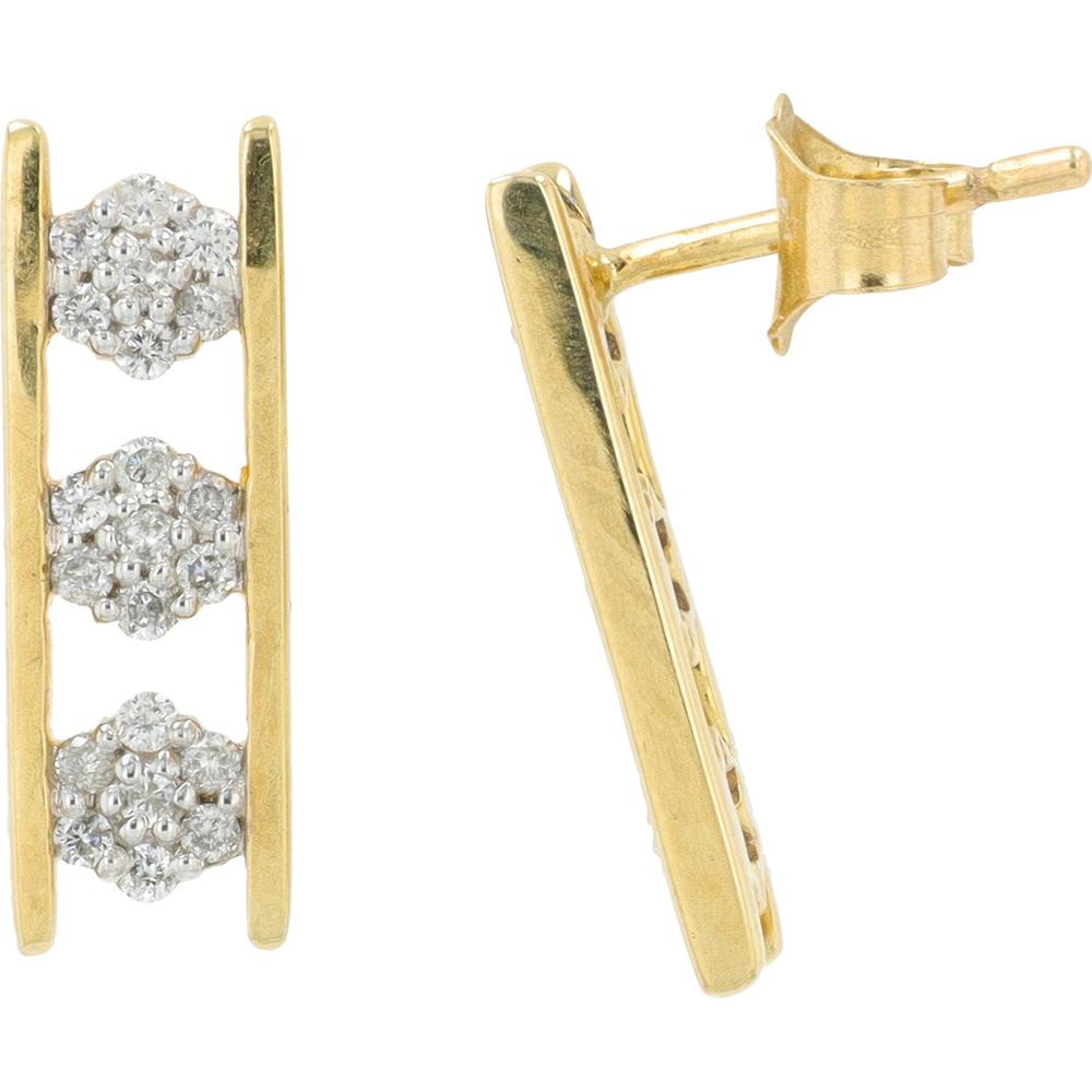 10K Yellow Gold Diamond Cluster Stud Earrings - 0.25 Carat Total Diamond Weight