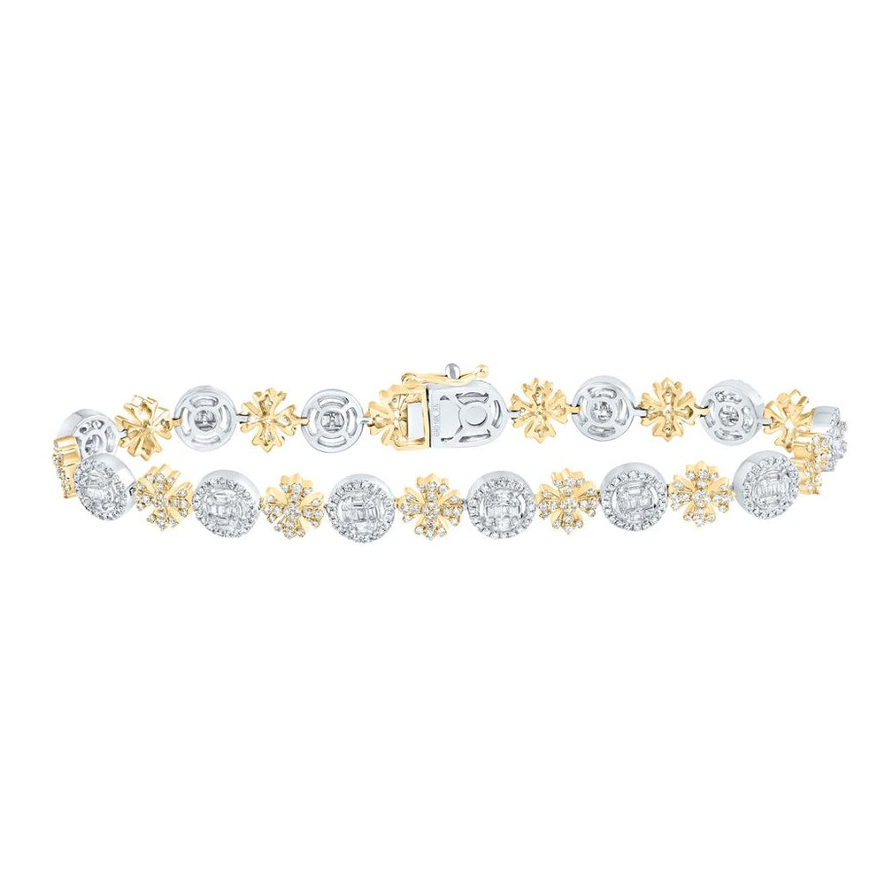 10K Yellow Gold Diamond Cross 8-Inch Bracelet - 2 1/2 Carat Total Diamond Weight