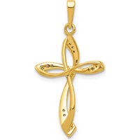 10K Yellow Gold Diamond Cross Pendant - 1/10 Carat Total Diamond Weight by Oro Pregiato