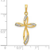 10K Yellow Gold Diamond Cross Pendant - 1/10 Carat Total Diamond Weight by Oro Pregiato