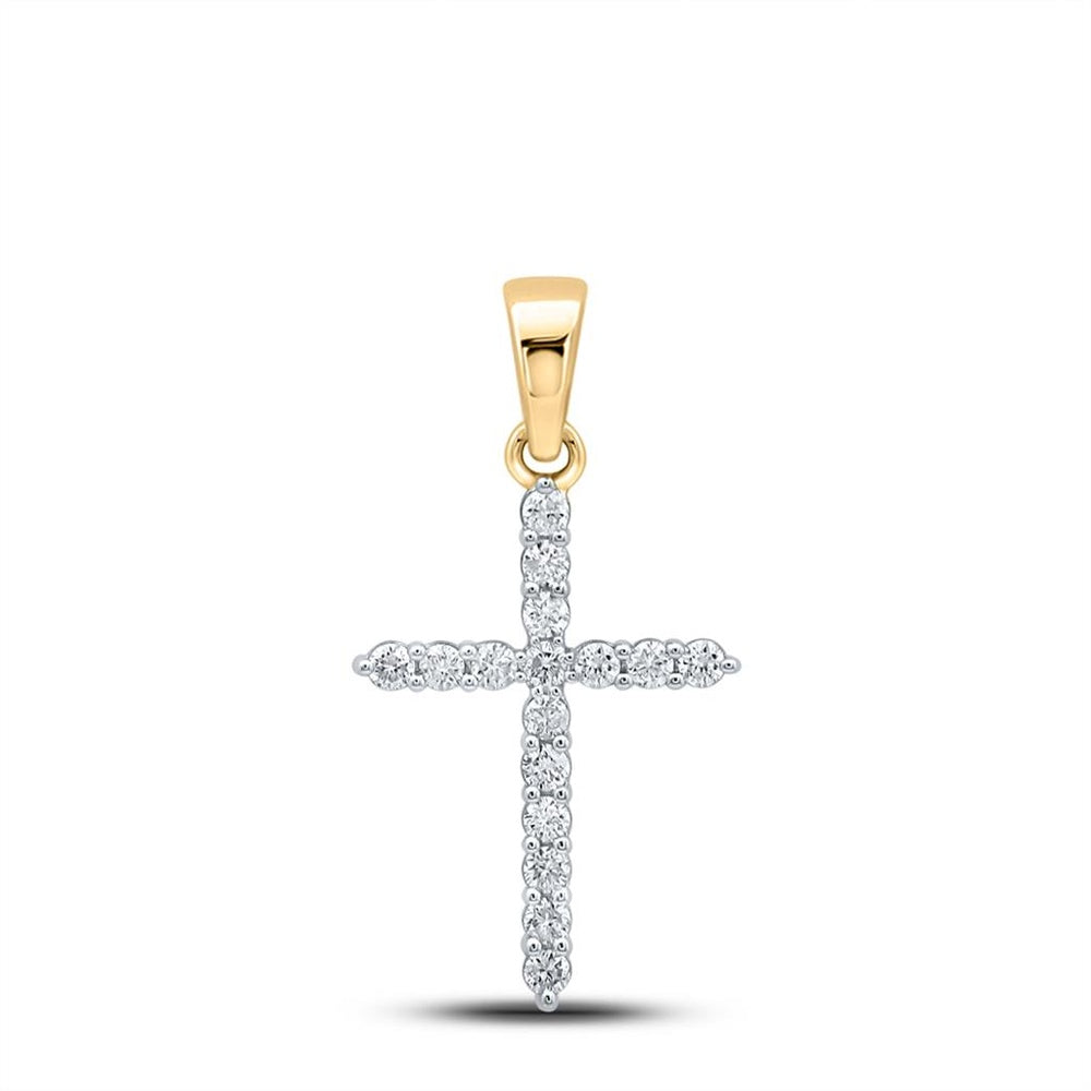 10K Yellow Gold Diamond Cross Pendant - 1/2 Carat Total Diamond Weight