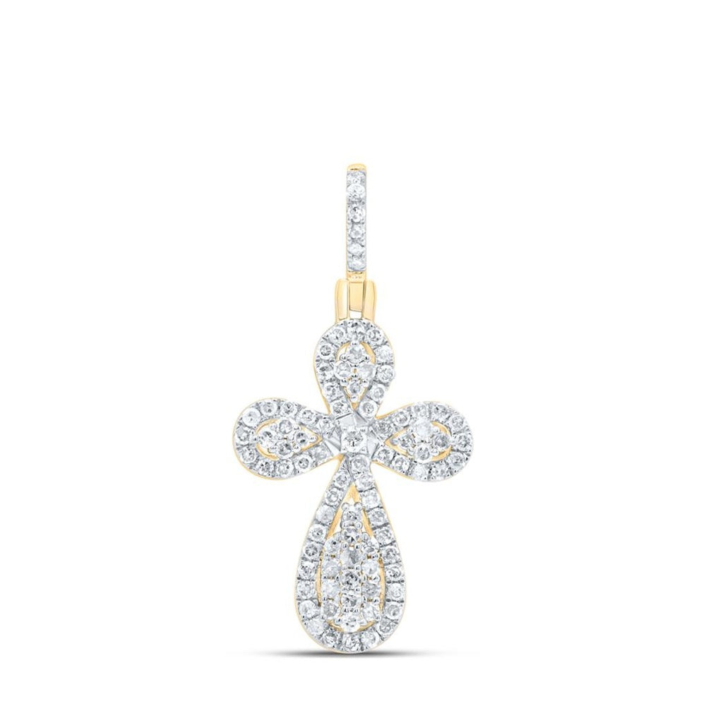 10K Yellow Gold Diamond Cross Pendant - 1/2 Carat Total Diamond Weight