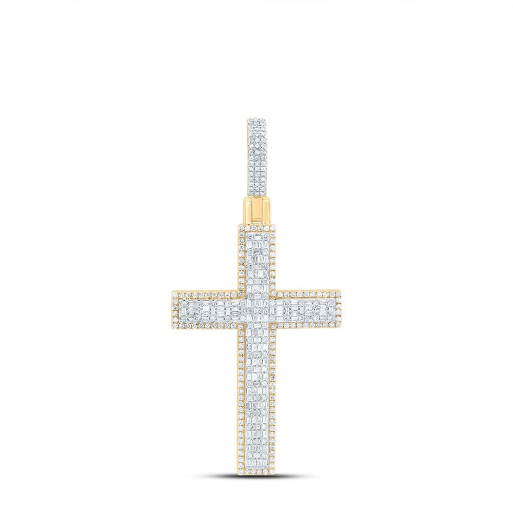 10K Yellow Gold Diamond Cross Pendant - 1 5/8 Carat Total Diamond Weight