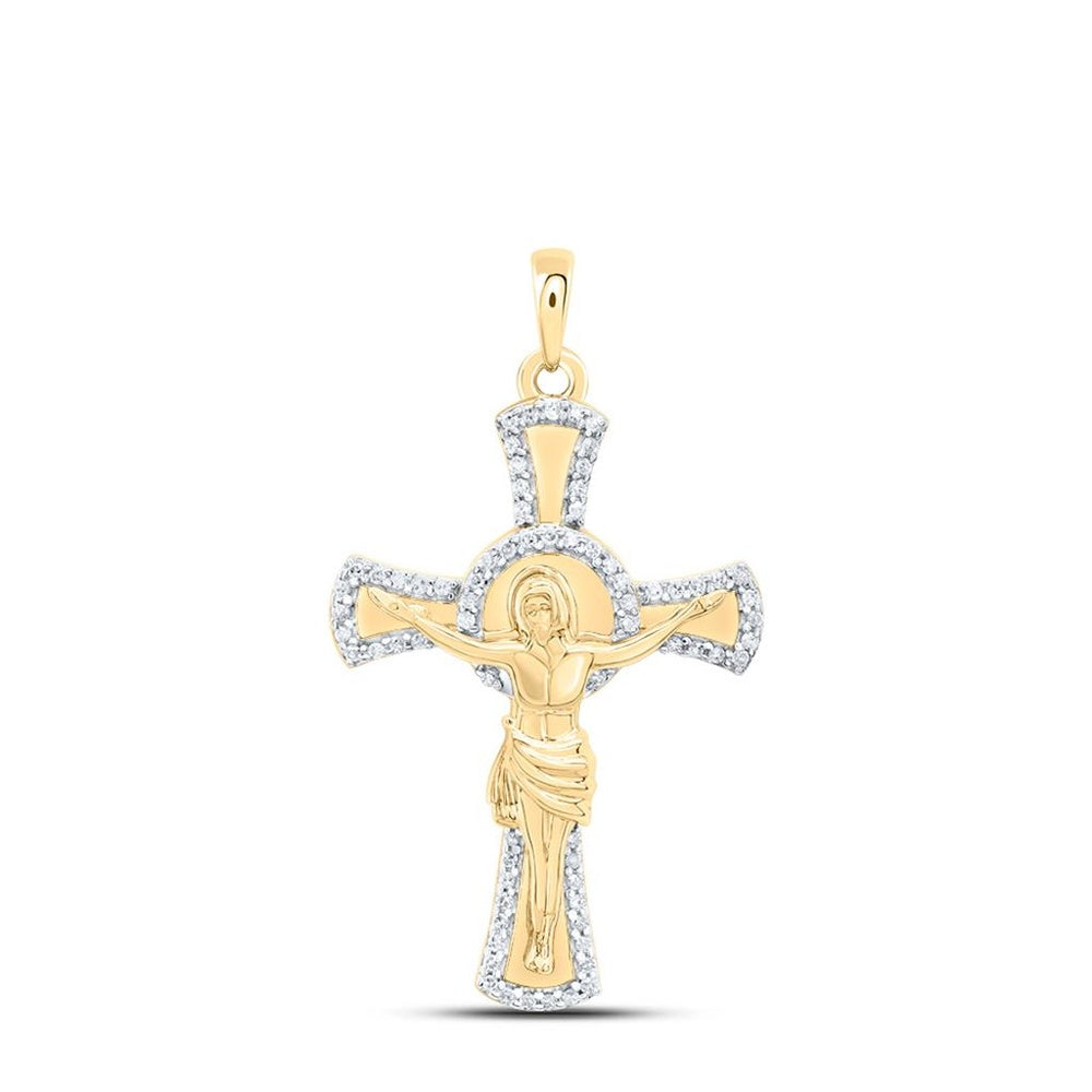 10K Yellow Gold Diamond Cross Pendant - 1/5 Carat Total Diamond Weight