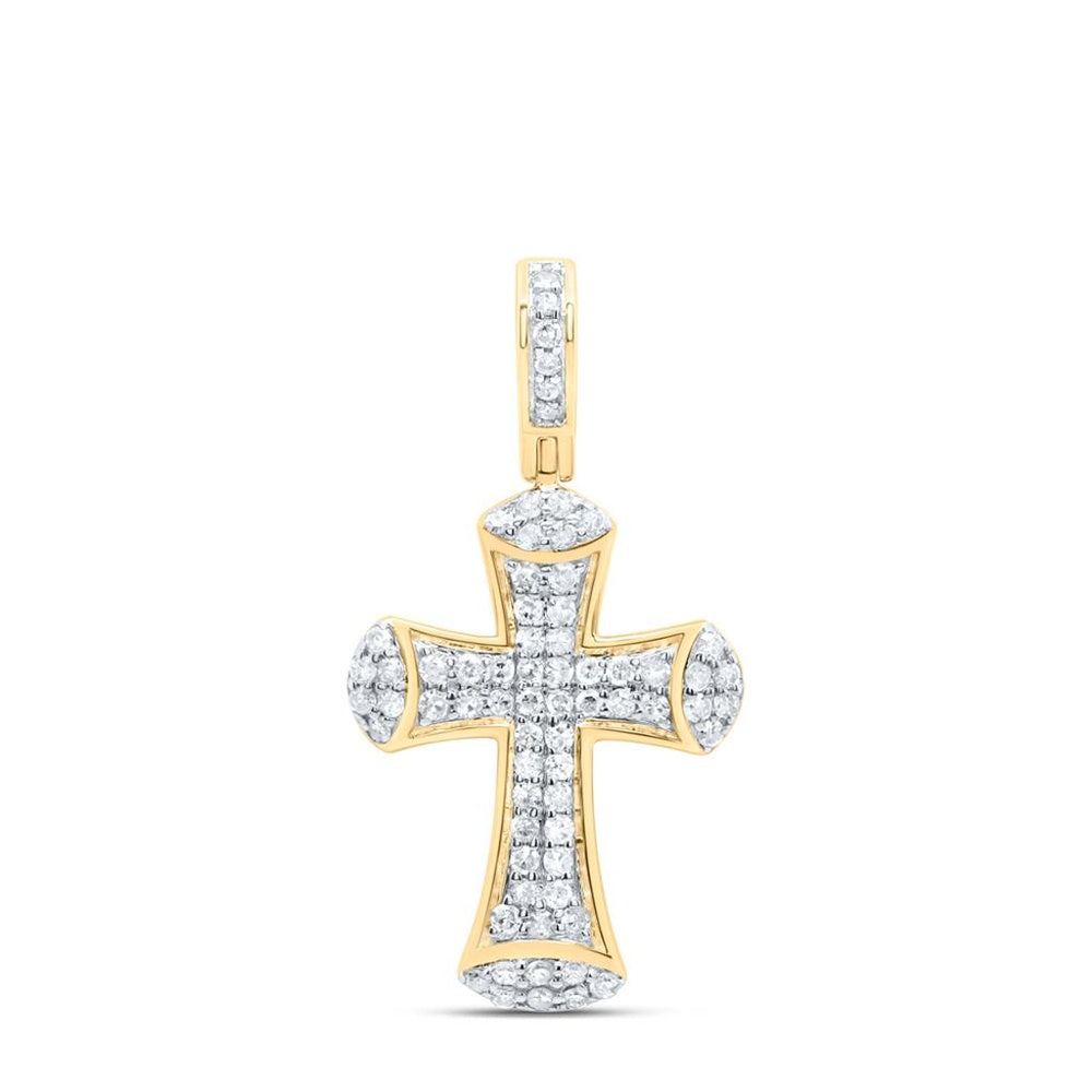 10K Yellow Gold Diamond Cross Pendant - 3/8 Carat Total Diamond Weight