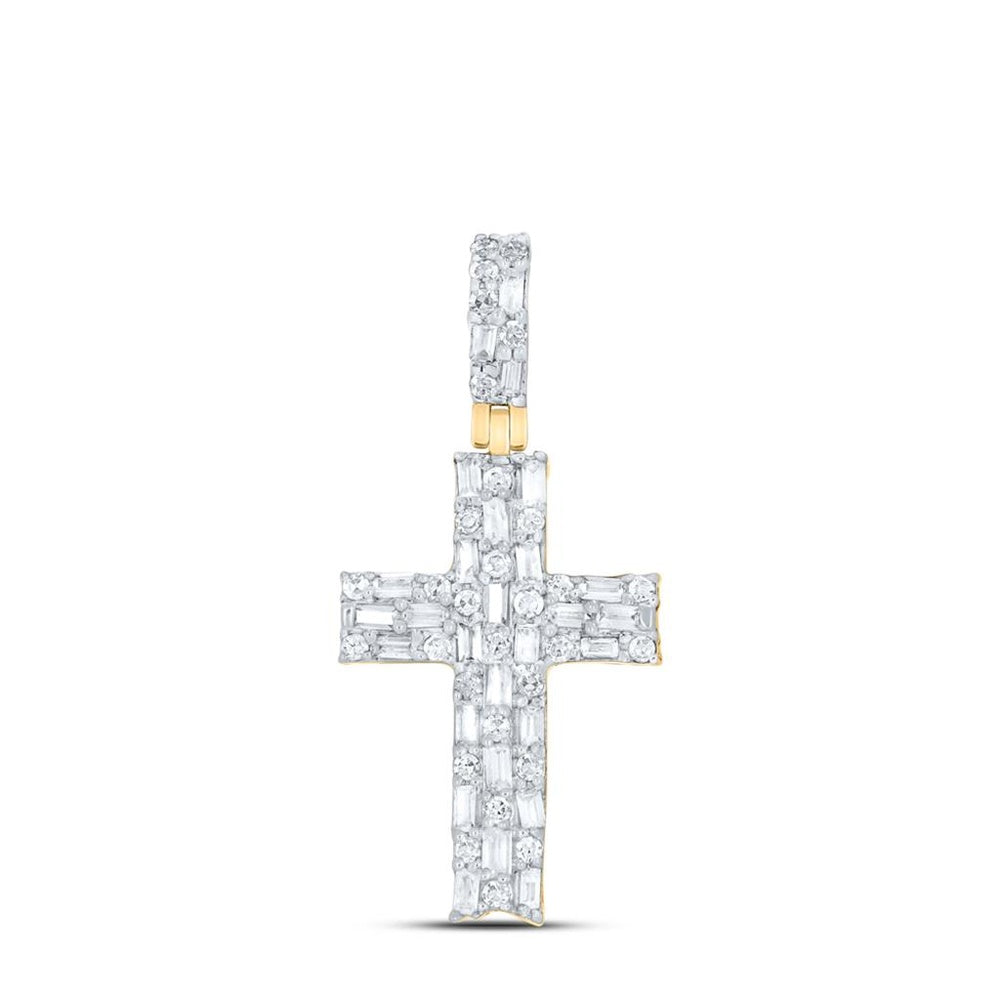 10K Yellow Gold Diamond Cross Pendant - 5/8 Carat Total Diamond Weight