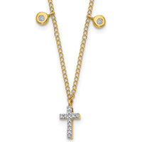 10K Yellow Gold Diamond Cross Pendant Necklace - 0.12 Carat Total Diamond Weight by Oro Pregiato