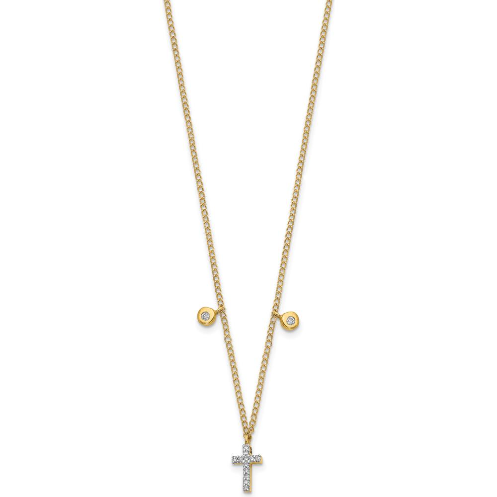 10K Yellow Gold Diamond Cross Pendant Necklace - 0.12 Carat Total Diamond Weight by Oro Pregiato