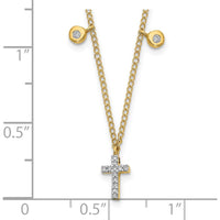 10K Yellow Gold Diamond Cross Pendant Necklace - 0.12 Carat Total Diamond Weight by Oro Pregiato