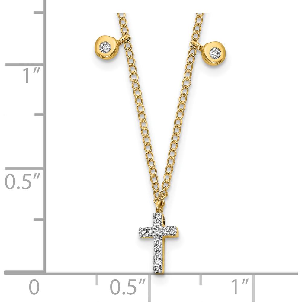 10K Yellow Gold Diamond Cross Pendant Necklace - 0.12 Carat Total Diamond Weight by Oro Pregiato