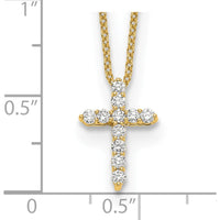 10K Yellow Gold Diamond Cross Pendant Necklace - 0.25 Carat Total Diamond Weight by Oro Pregiato