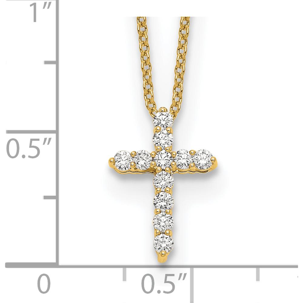 10K Yellow Gold Diamond Cross Pendant Necklace - 0.25 Carat Total Diamond Weight by Oro Pregiato