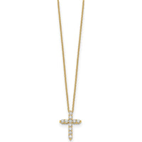 10K Yellow Gold Diamond Cross Pendant Necklace - 0.45 Carat Total Diamond Weight by Oro Pregiato