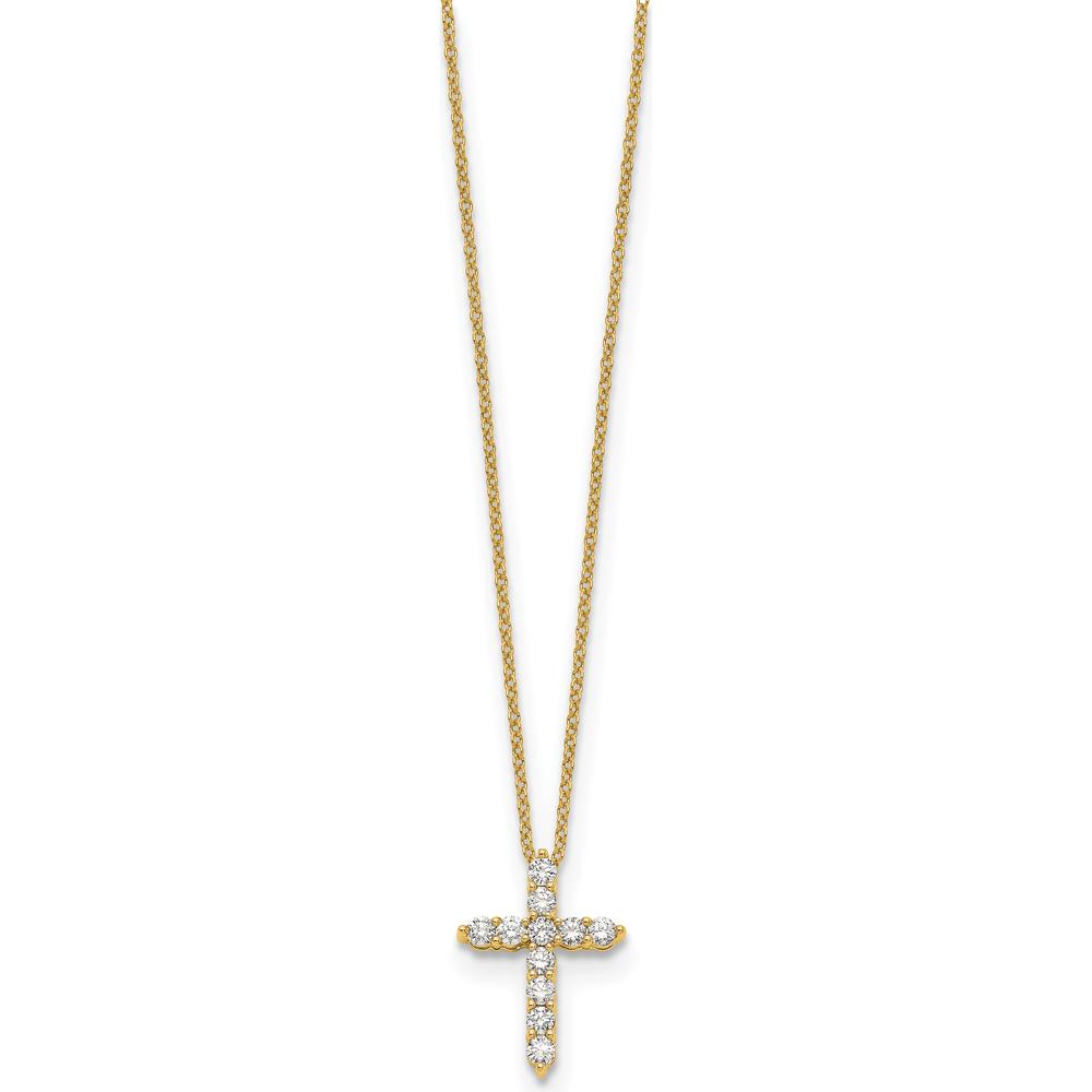 10K Yellow Gold Diamond Cross Pendant Necklace - 0.45 Carat Total Diamond Weight by Oro Pregiato