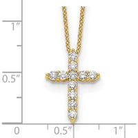 10K Yellow Gold Diamond Cross Pendant Necklace - 0.45 Carat Total Diamond Weight by Oro Pregiato
