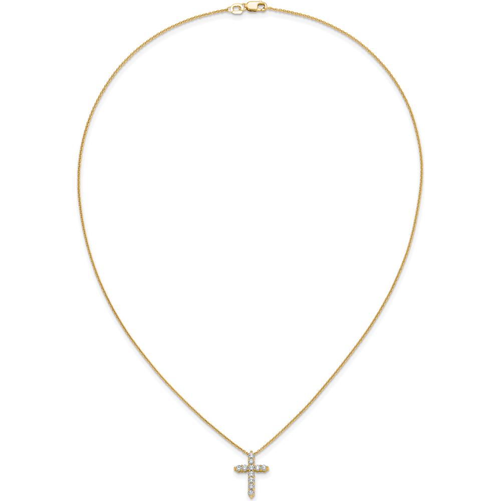 10K Yellow Gold Diamond Cross Pendant Necklace - 0.45 Carat Total Diamond Weight by Oro Pregiato