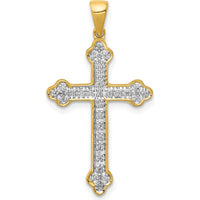 10K Yellow Gold Diamond Cross Pendant with 1/10 Carat Total Diamond Weight by Oro Pregiato