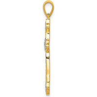 10K Yellow Gold Diamond Cross Pendant with 1/10 Carat Total Diamond Weight by Oro Pregiato