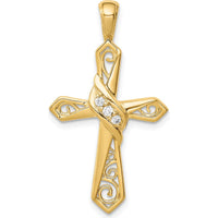 10K Yellow Gold Diamond Cross Pendant with 1/20 Carat Total Diamond Weight by Oro Pregiato