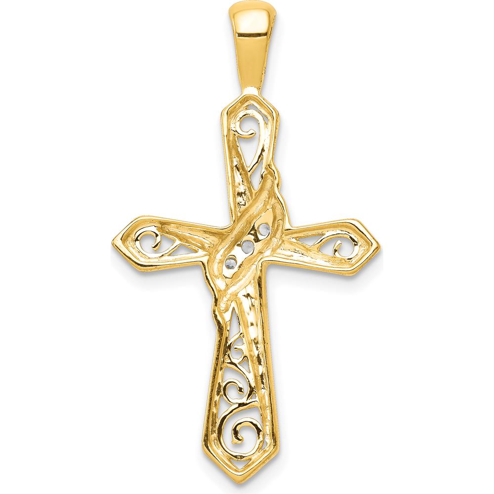 10K Yellow Gold Diamond Cross Pendant with 1/20 Carat Total Diamond Weight by Oro Pregiato