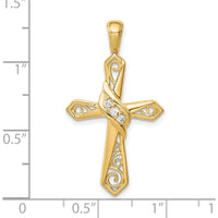 10K Yellow Gold Diamond Cross Pendant with 1/20 Carat Total Diamond Weight by Oro Pregiato