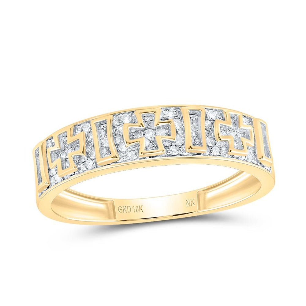 10K Yellow Gold Diamond Cross Ring - 1/2 Carat Total Diamond Weight