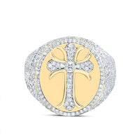 10K Yellow Gold Diamond Cross Ring - 1 7/8 Carat Total Diamond Weight