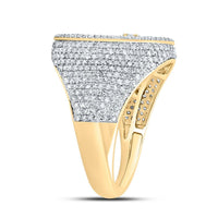 10K Yellow Gold Diamond Cross Ring - 1 7/8 Carat Total Diamond Weight