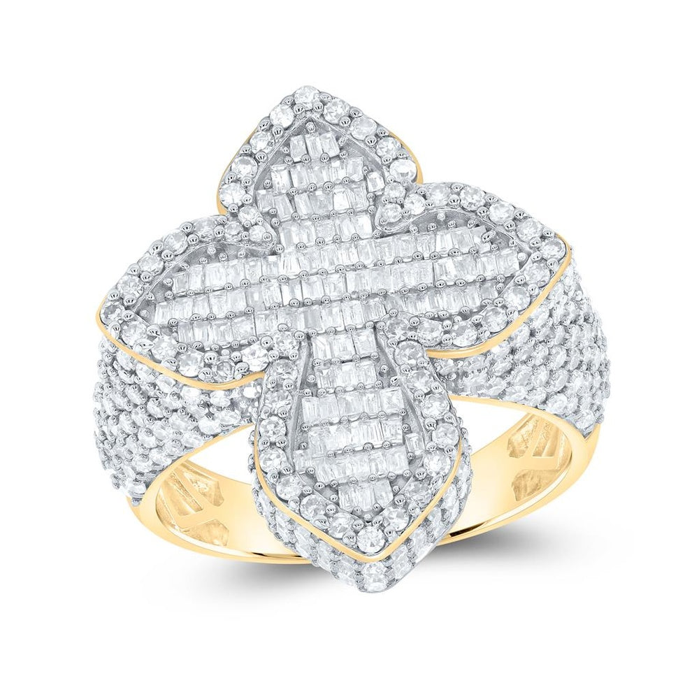 10K Yellow Gold Diamond Cross Ring