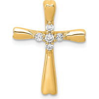 10K Yellow Gold Diamond Cross Slide Pendant with Round Diamonds - 0.10 Carat Total Diamond Weight by Oro Pregiato