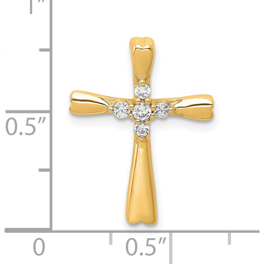 10K Yellow Gold Diamond Cross Slide Pendant with Round Diamonds - 0.10 Carat Total Diamond Weight by Oro Pregiato