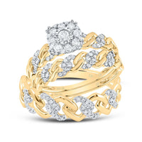 10K Yellow Gold Diamond Cuban Link Ring - 1/2 Carat Total Diamond Weight