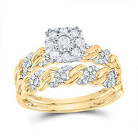 10K Yellow Gold Diamond Cuban Link Ring - 1/2 Carat Total Diamond Weight
