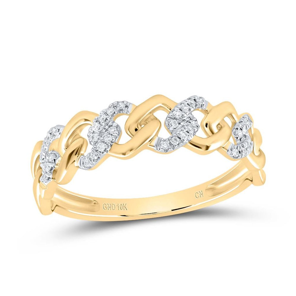 10K Yellow Gold Diamond Cuban Link Ring - 1/2 Carat Total Diamond Weight