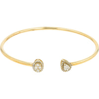 10K Yellow Gold Diamond Cuff Bangle with Milgrain Halo - 0.50 Carat Total Diamond Weight