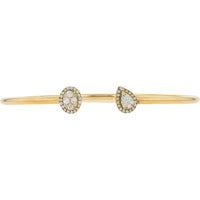10K Yellow Gold Diamond Cuff Bangle with Oval and Teardrop Bezel-Set Diamonds - 0.50 Carat Total Diamond Weight