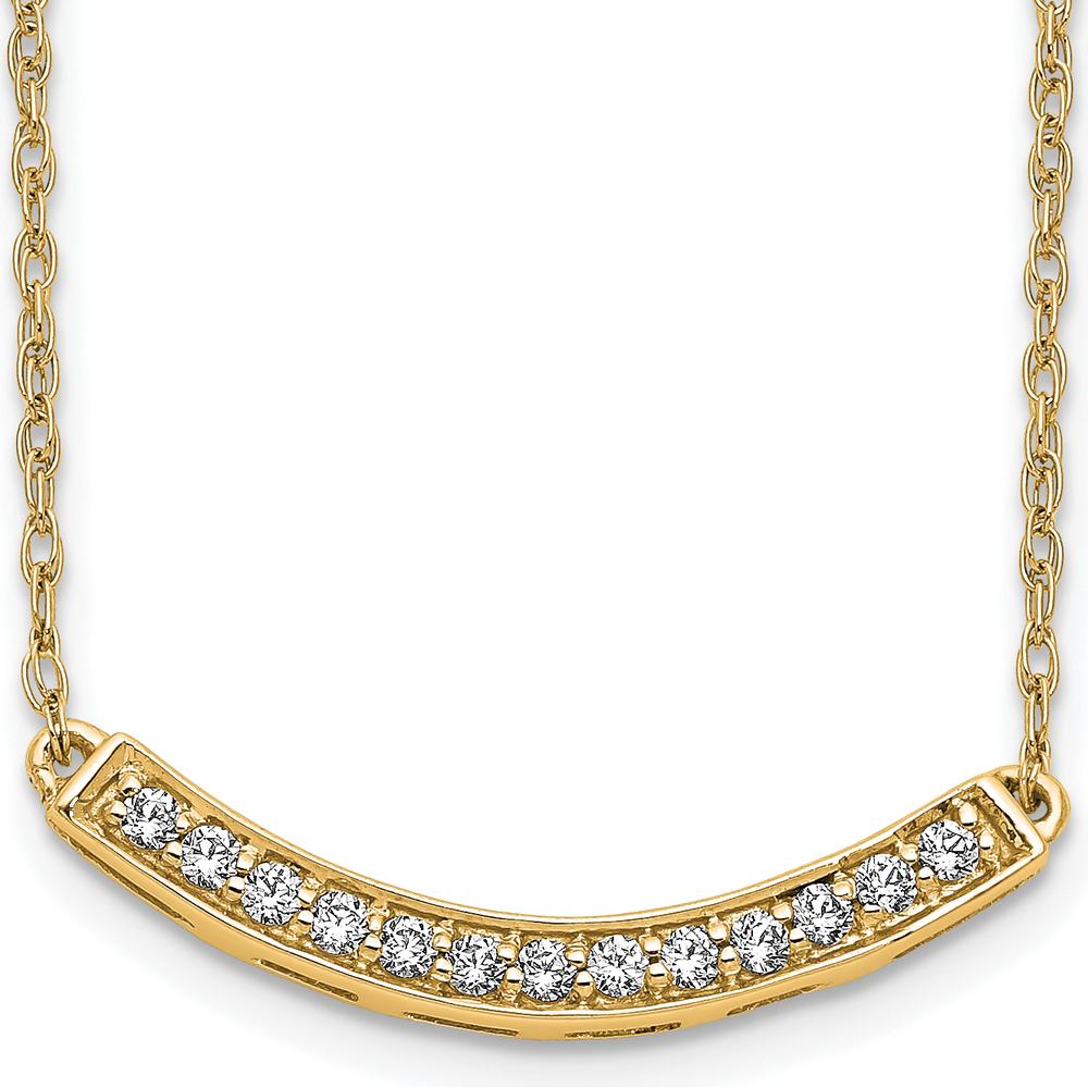 10K Yellow Gold Diamond Curved Bar Necklace with 13 Diamonds - 0.50 Carat Total Diamond Weight by Oro Pregiato