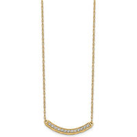 10K Yellow Gold Diamond Curved Bar Necklace with 13 Diamonds - 0.50 Carat Total Diamond Weight by Oro Pregiato