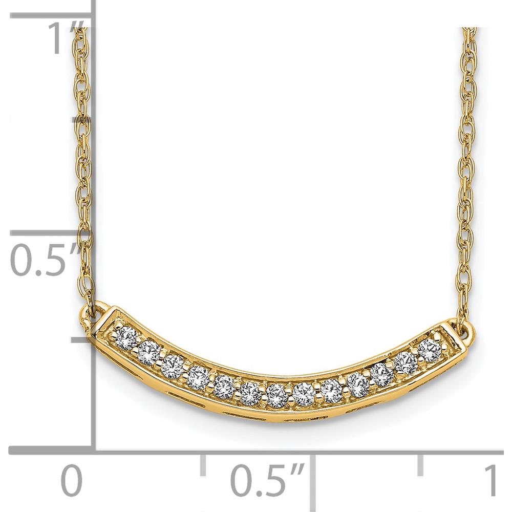 10K Yellow Gold Diamond Curved Bar Necklace with 13 Diamonds - 0.50 Carat Total Diamond Weight by Oro Pregiato